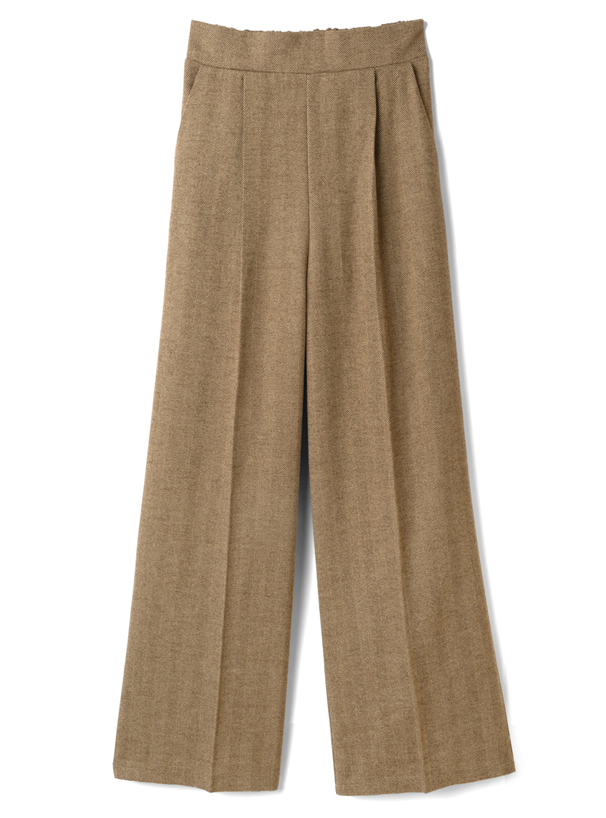 ヘリンボーンセンタープレスワイドパンツ