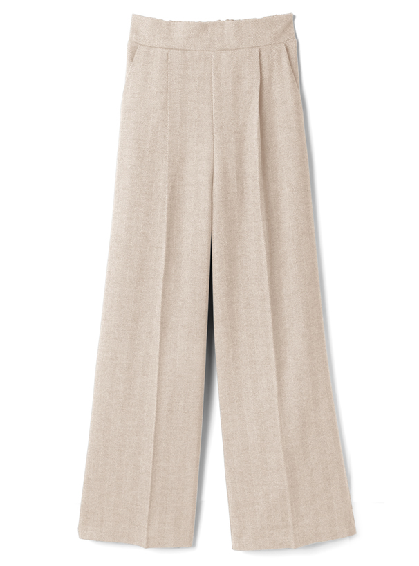 ヘリンボーンセンタープレスワイドパンツ