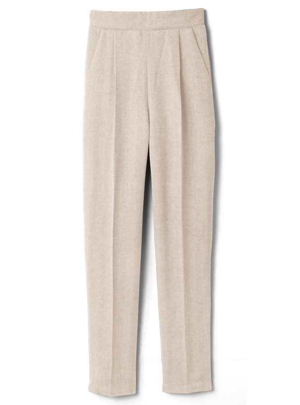 ヘリンボーンセンタープレステーパードパンツ