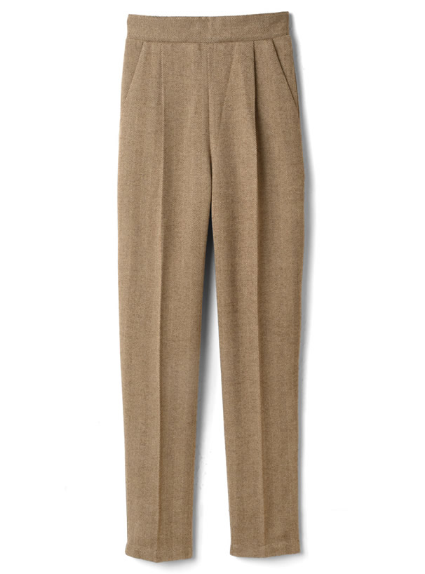 ヘリンボーンセンタープレステーパードパンツ