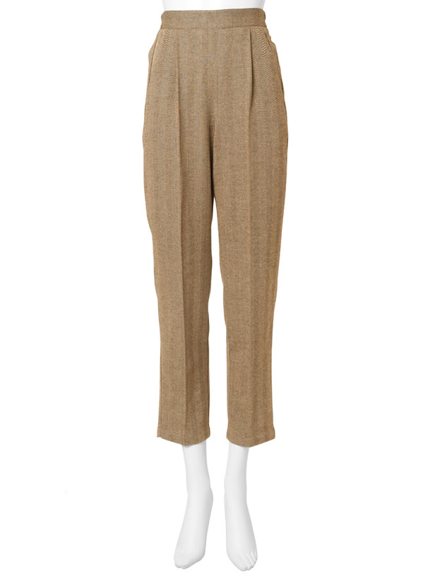 ヘリンボーンセンタープレステーパードパンツ
