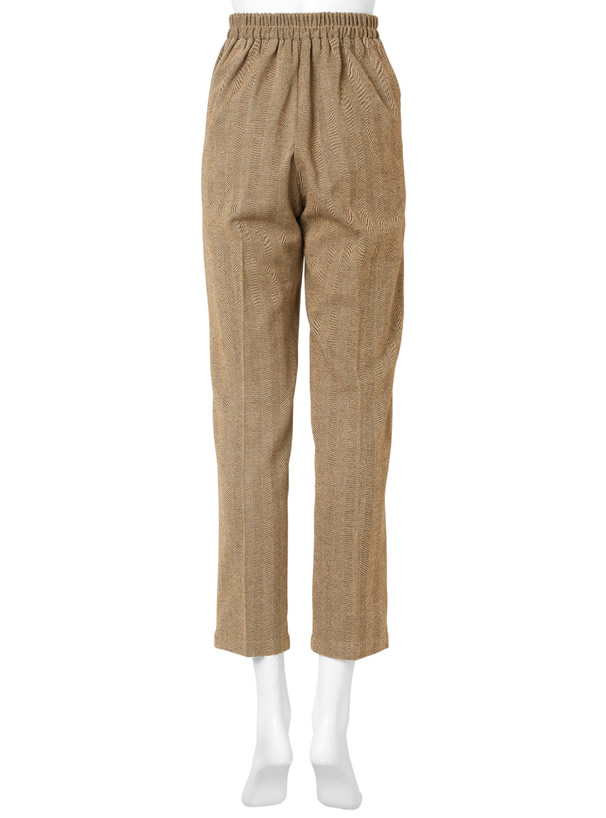 ヘリンボーンセンタープレステーパードパンツ