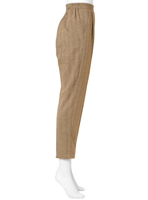 ヘリンボーンセンタープレステーパードパンツ