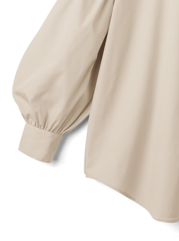 バンドカラータックラウンドヘムロングシャツ