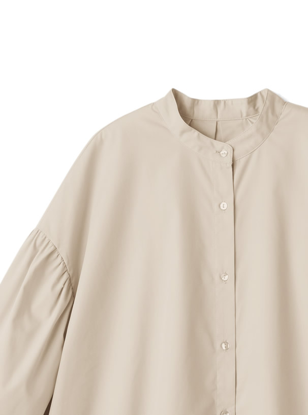 バンドカラータックラウンドヘムロングシャツ