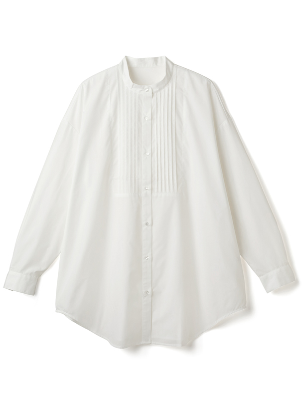 ピンタックラウンドヘムロングシャツ