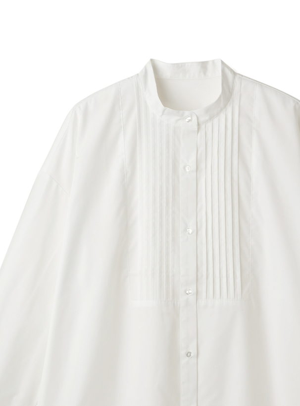 ピンタックラウンドヘムロングシャツ