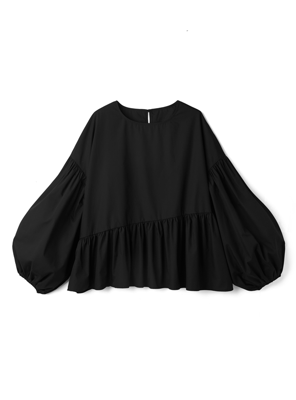 アシンメトリーペプラムロングブラウス