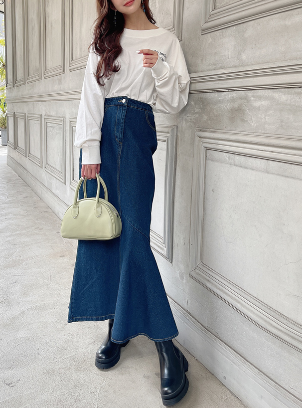 アシンメトリー配色ステッチマーメイドデニムスカート Fo1515 レディースファッション通販のグレイル Grl 公式