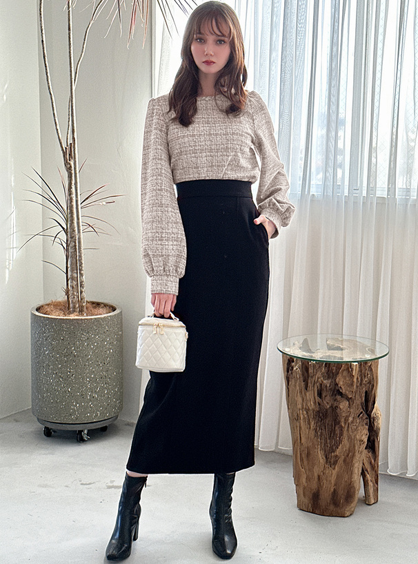 ツイードボリュームスリーブプルオーバー[fo1858] | レディース