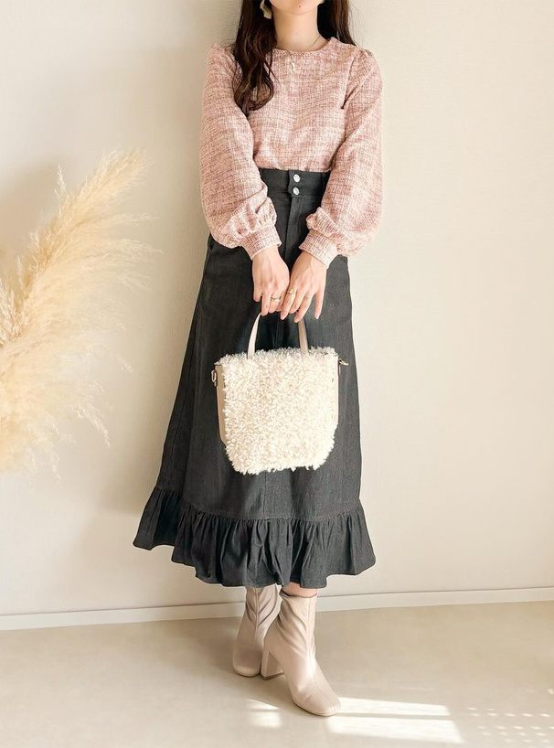 ツイードボリュームスリーブプルオーバー