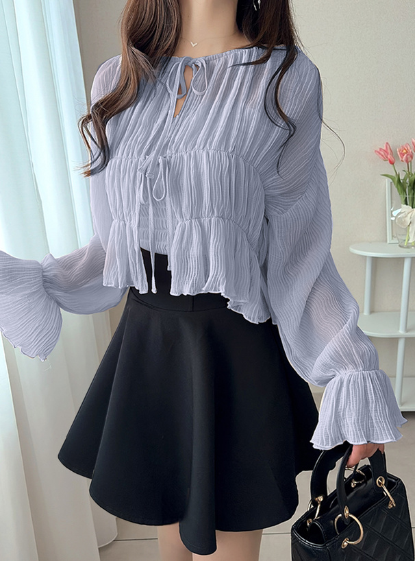 前後2Wayリボンワッシャーシフォンカーディガン