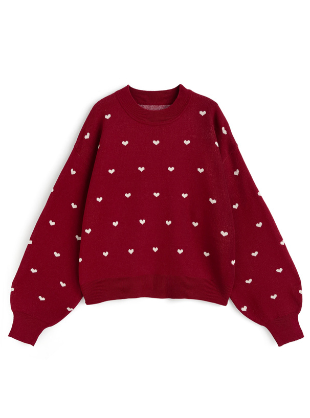 ハート柄ジャガードニットトップス