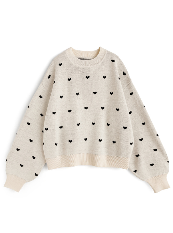 ハート柄ジャガードニットトップス
