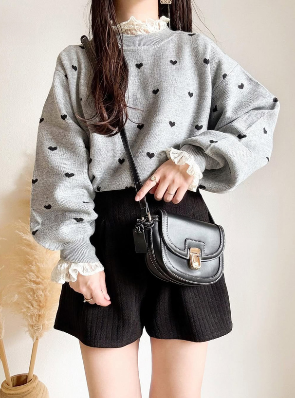 レオナール　シルクウール　トップス カットソー トトリムハート柄　黒地白グレーL レオナール(LEONARD) | 通販・人気ランキング - 価格.com レオナール