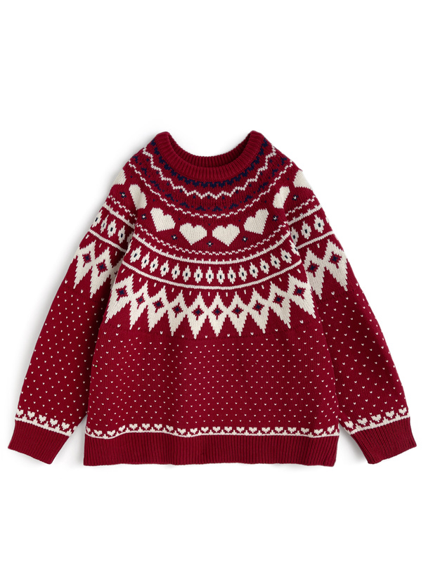 求心ハート柄ジャガードニットトップス