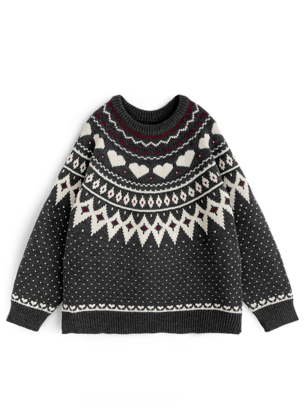 求心ハート柄ジャガードニットトップス