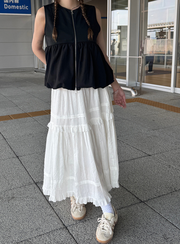 異素材ドッキングジップバルーンベスト[fo2060] | レディース