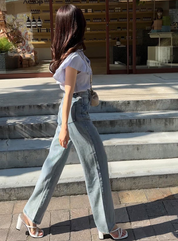 アシンメトリーデニムパンツ