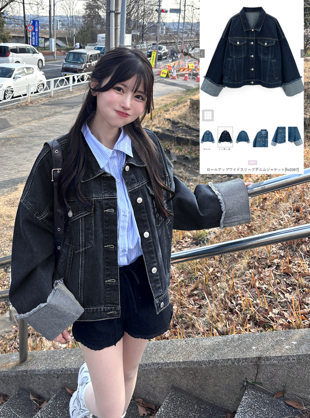 ロールアップワイドスリーブデニムジャケット[fo2087] | レディース