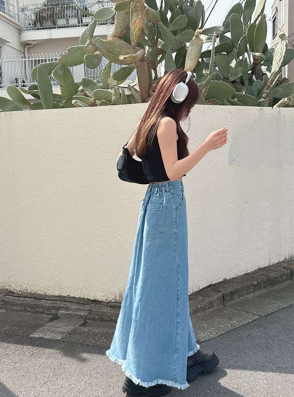 フリンジデニムフレアスカート[fo2090] | レディースファッション通販