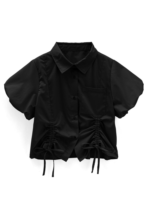 ドロストリボンバルーンスリーブシャツ