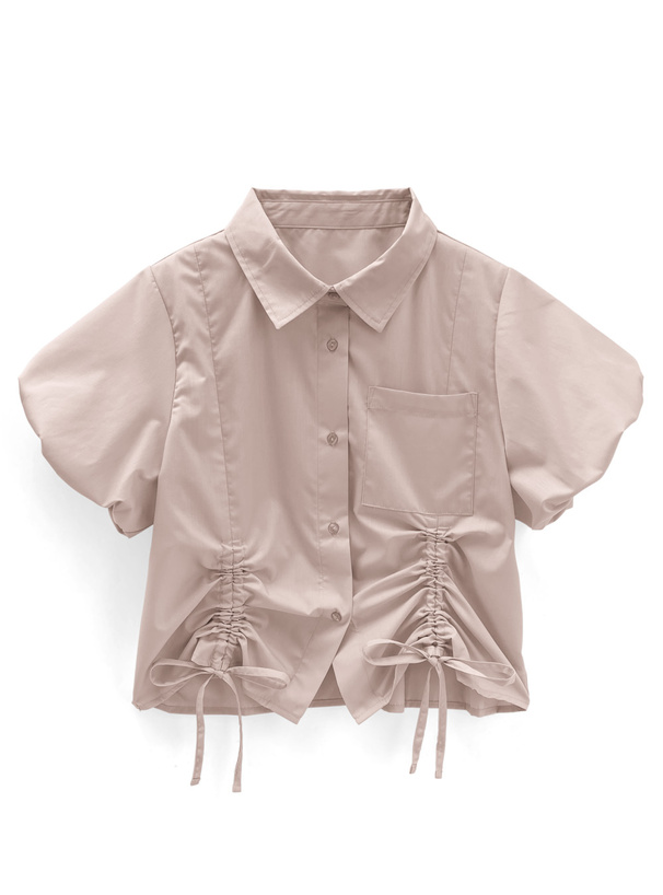 ドロストリボンバルーンスリーブシャツ