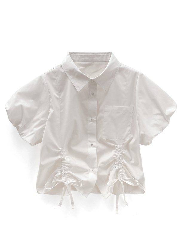 ドロストリボンバルーンスリーブシャツ