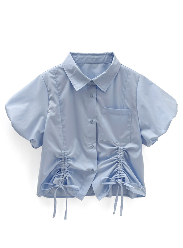 ドロストリボンバルーンスリーブシャツ