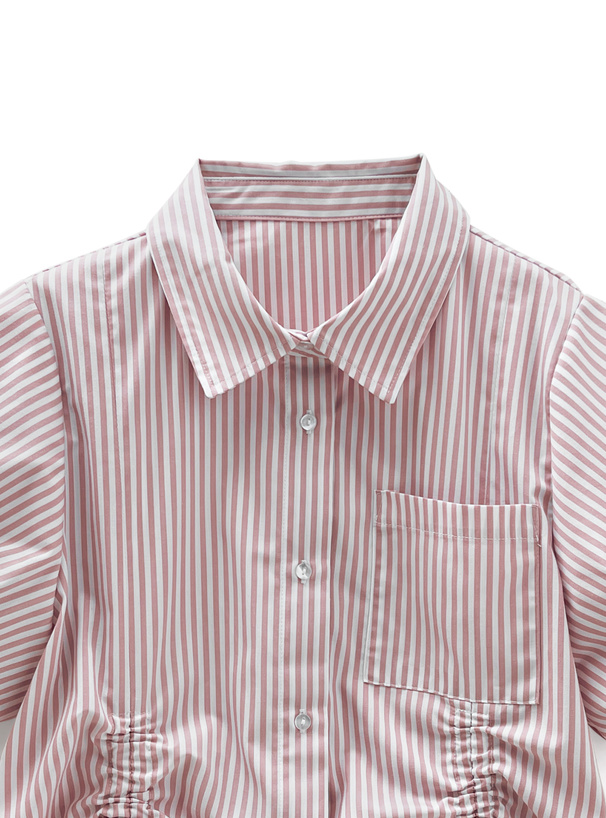 ストライプ柄バルーンスリーブドロストシャツ