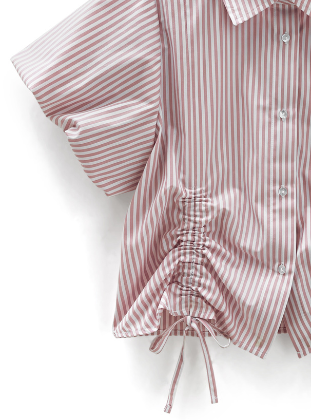 ストライプ柄バルーンスリーブドロストシャツ