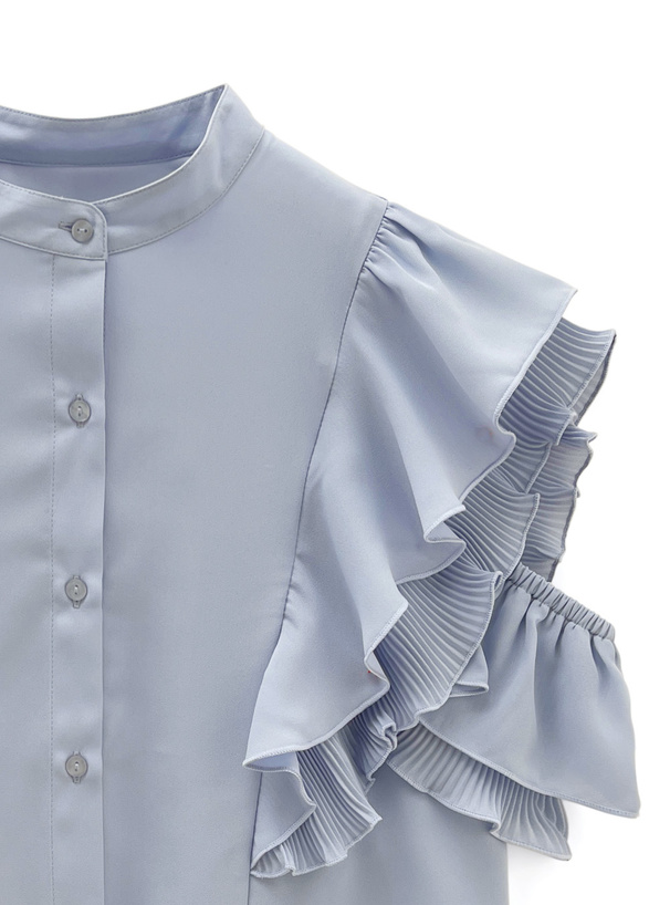 ショルダーオープンフリルスリーブブラウス