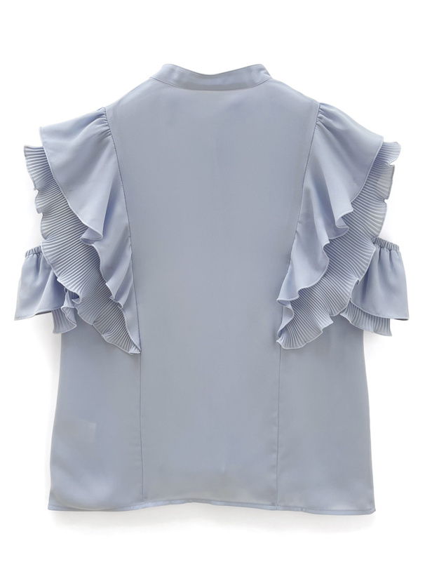 ショルダーオープンフリルスリーブブラウス