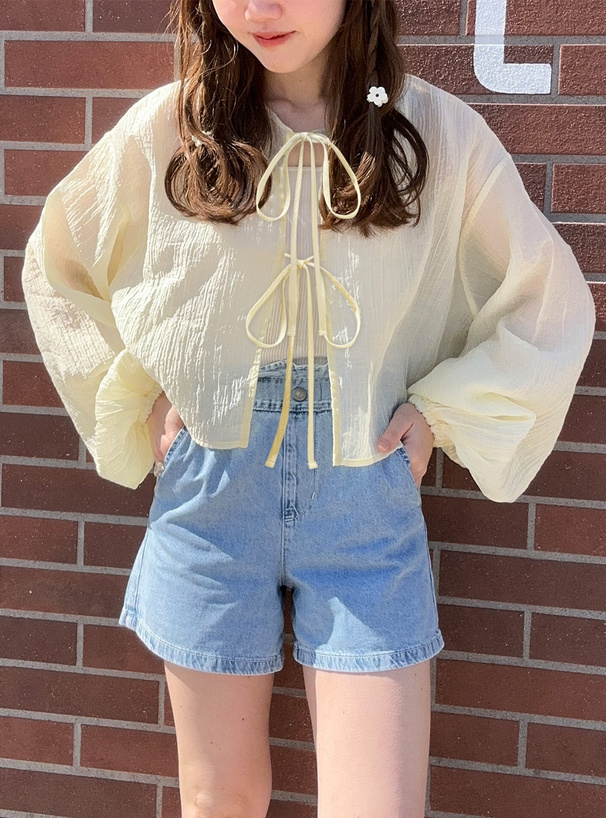 前後2Wayシフォンリボンカーディガン