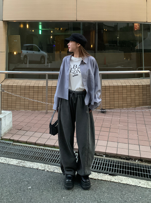 麻調スラブシャツ