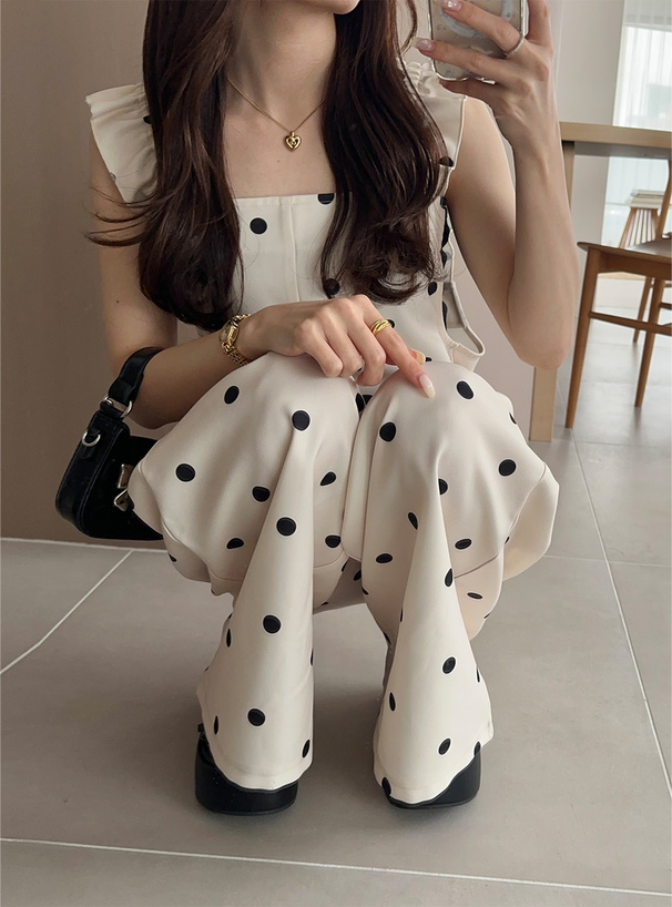 ドット柄フリルショルダーバッグクロスオールインワン