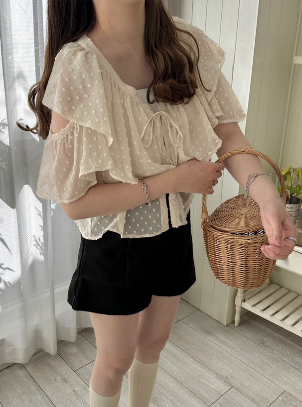 マルチWayシアードット柄フリルブラウス[fo2131] | レディース