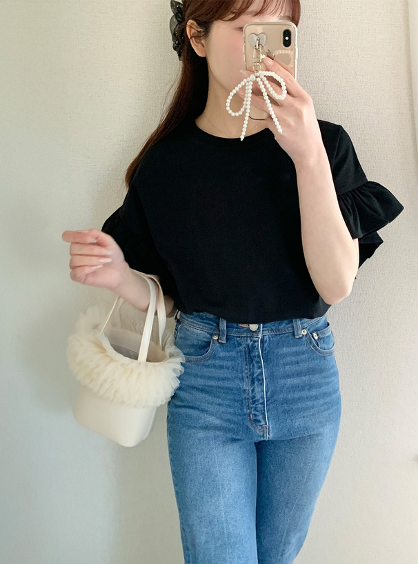 フリルショルダーTシャツ