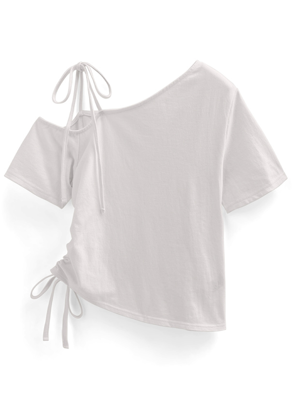リボンワンショルダードロストTシャツ