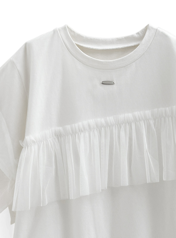 チュールフリルTシャツ