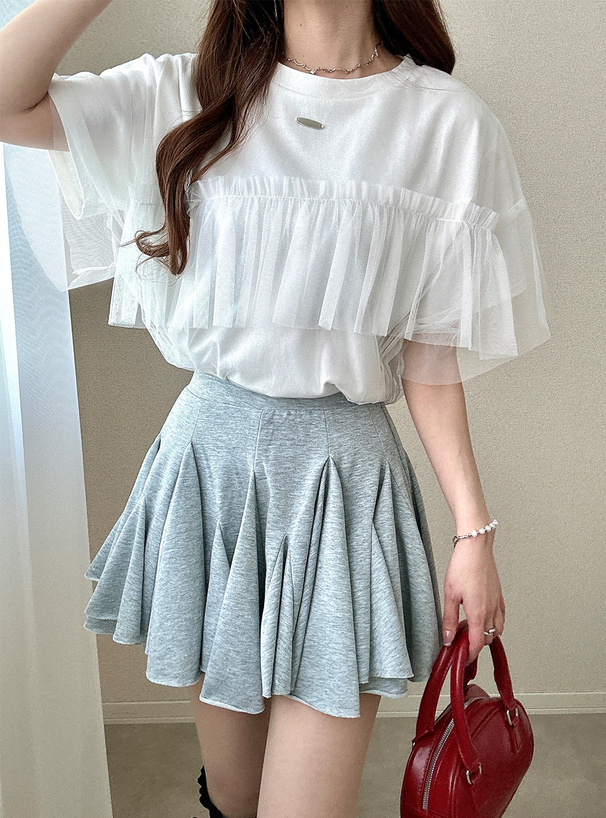 チュールフリルTシャツ