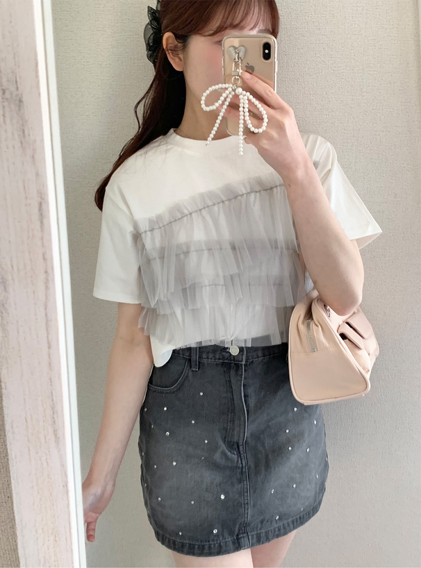 フリルチュールティアードTシャツ