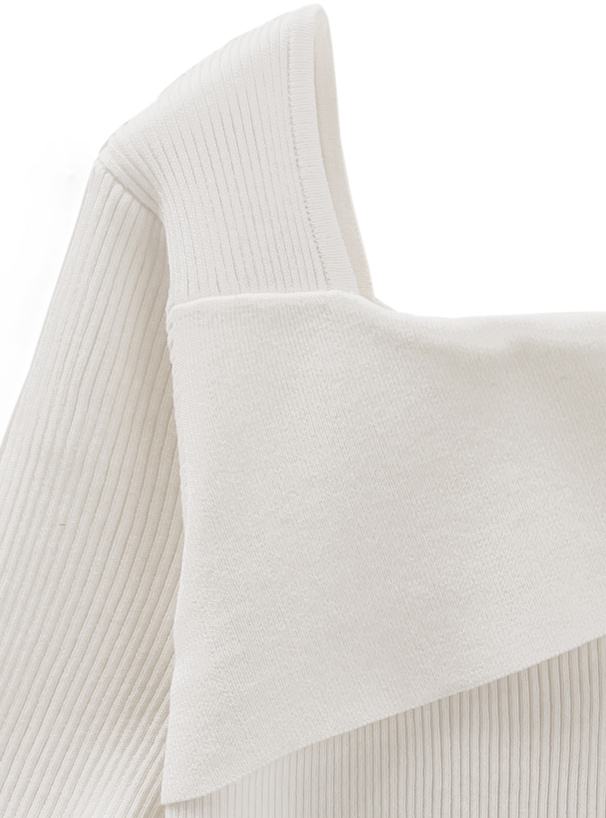 ワンショルダーリブニットトップス