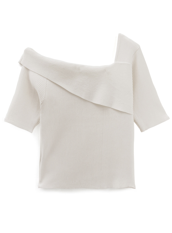 ワンショルダーリブニットトップス