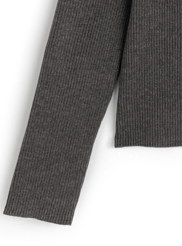 アシンメトリーネックスリットニットトップス