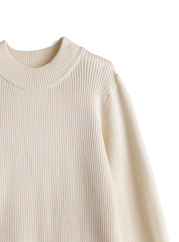 袖シアーリブニットトップス