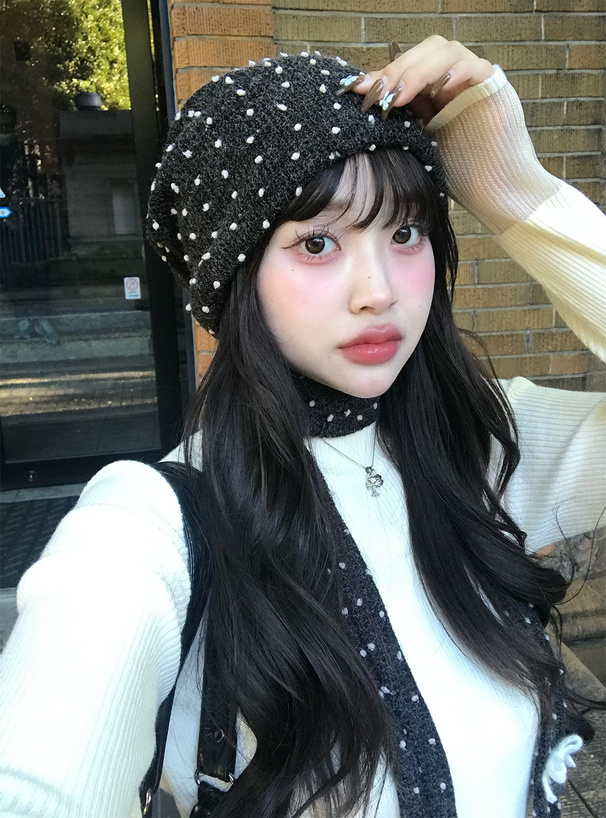 袖シアーリブニットトップス