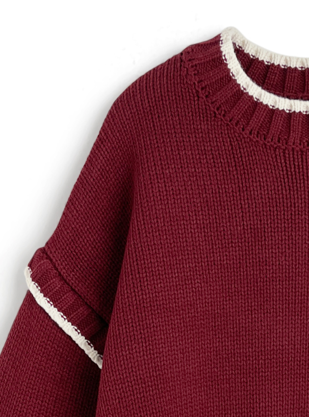 配色ローゲージニットトップス