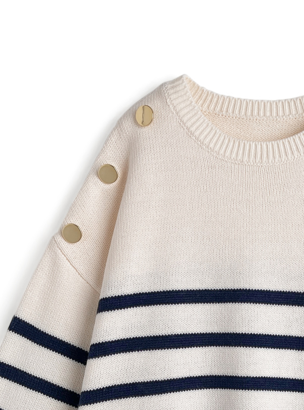 ボーダー柄配色ニットトップス