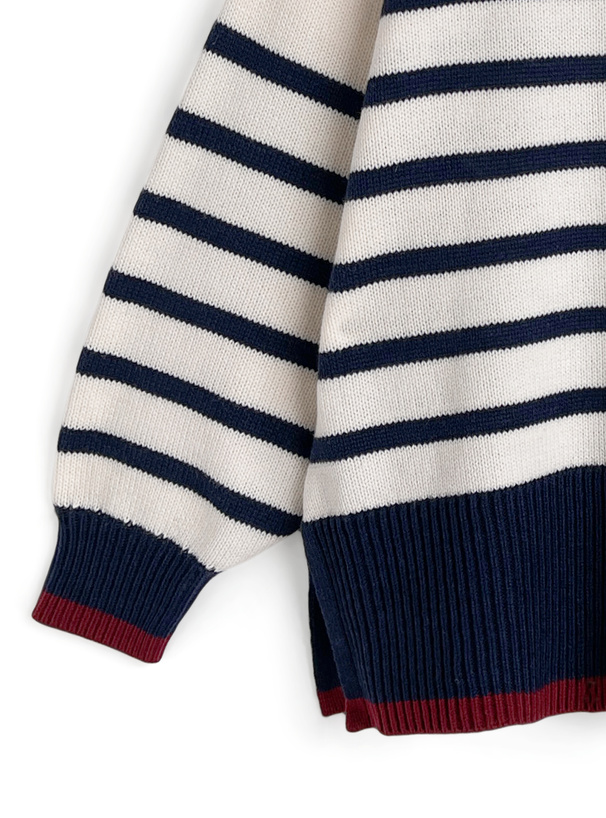 ボーダー柄配色ニットトップス